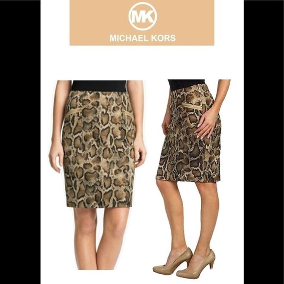 Michael Kors green snake print skirt size 0 - Picture 1 of 8